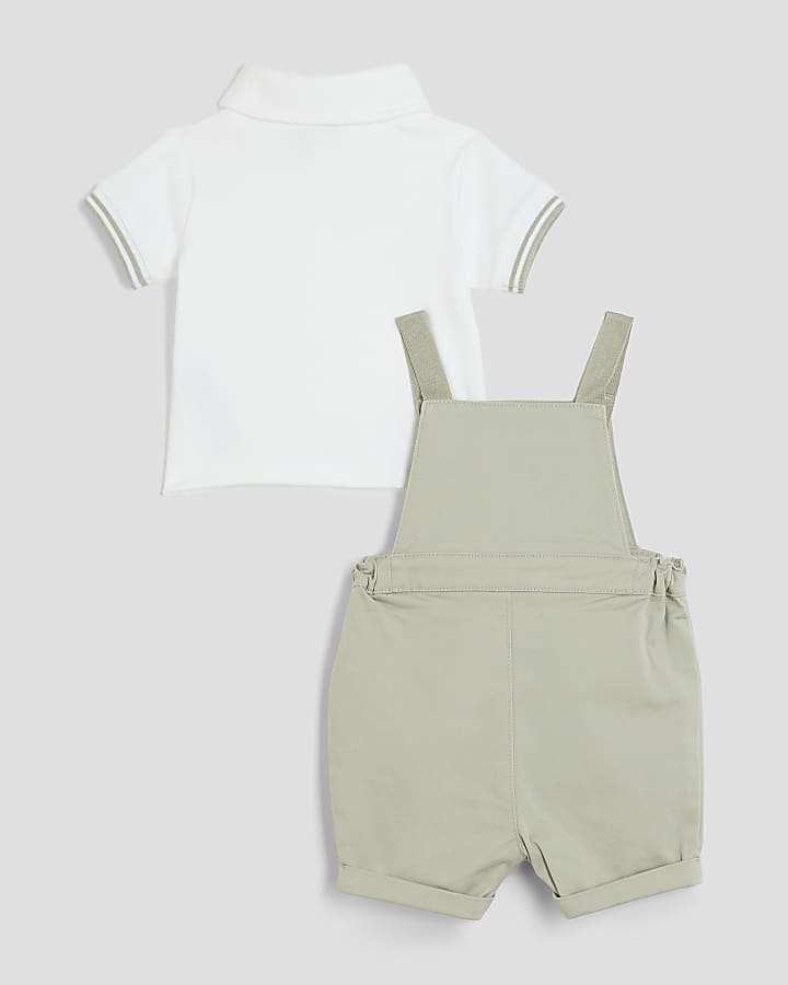 Baby Boys Beige Bear Dungaree Set