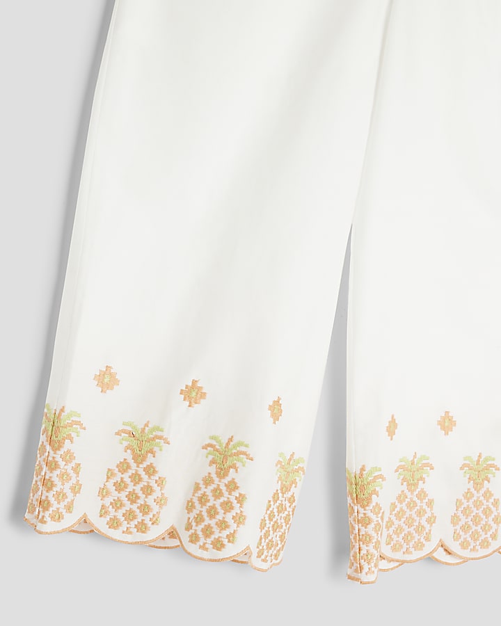 Mini Girls White Pineapple Trouser Set