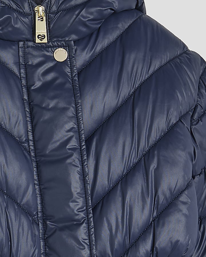 Girls Navy Hooded Lightweight Padded Jacket