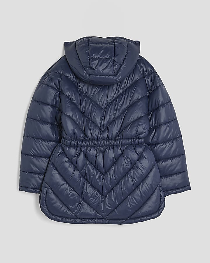 Girls Navy Hooded Lightweight Padded Jacket
