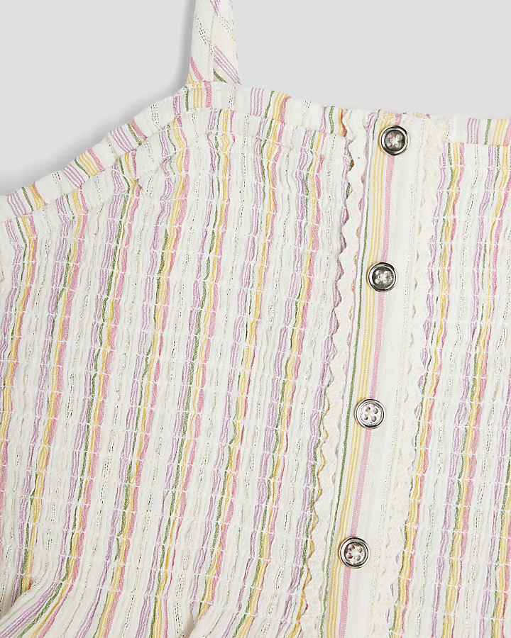 Girls Multi Colour Lurex Stripe Skirt Set