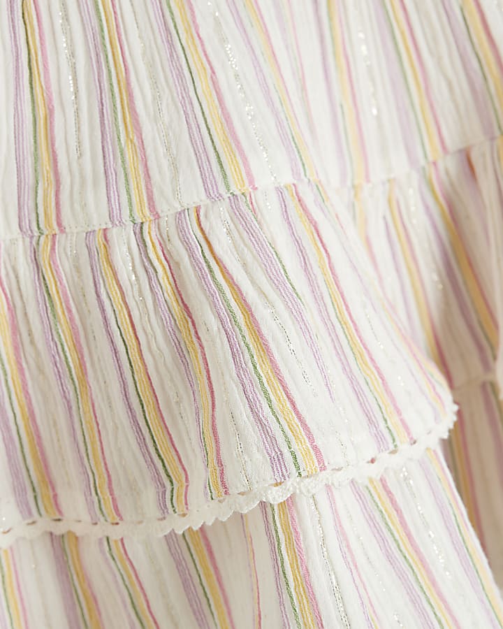 Girls Multi Colour Lurex Stripe Skirt Set