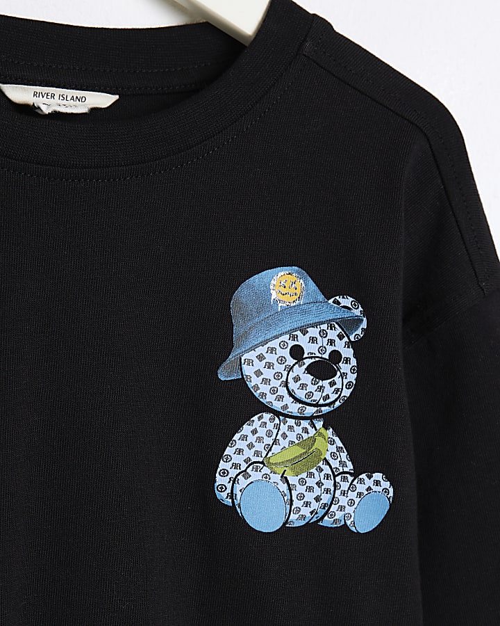 Mini Boys Black Bear Double Layer Top