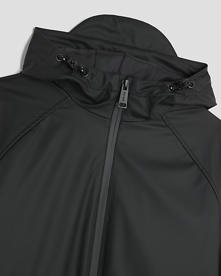 Boys Black Hooded Showerproof Raincoat