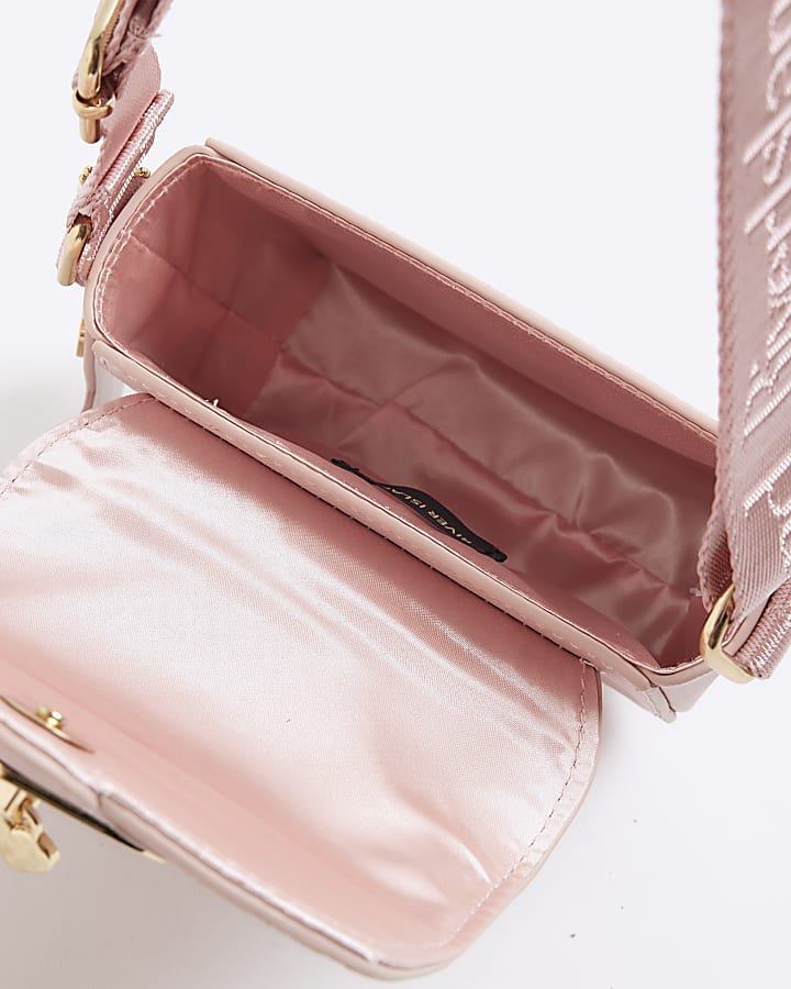 Girls Pink Monogram Heart Cross body Bag