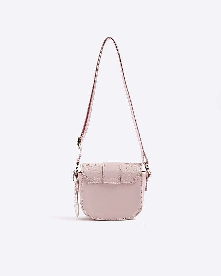Girls Pink Monogram Heart Cross body Bag
