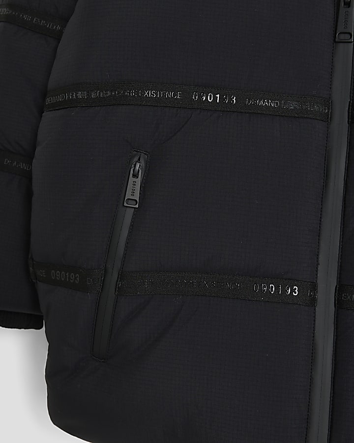Boys Black Hooded Heavyweight Puffer Jacket