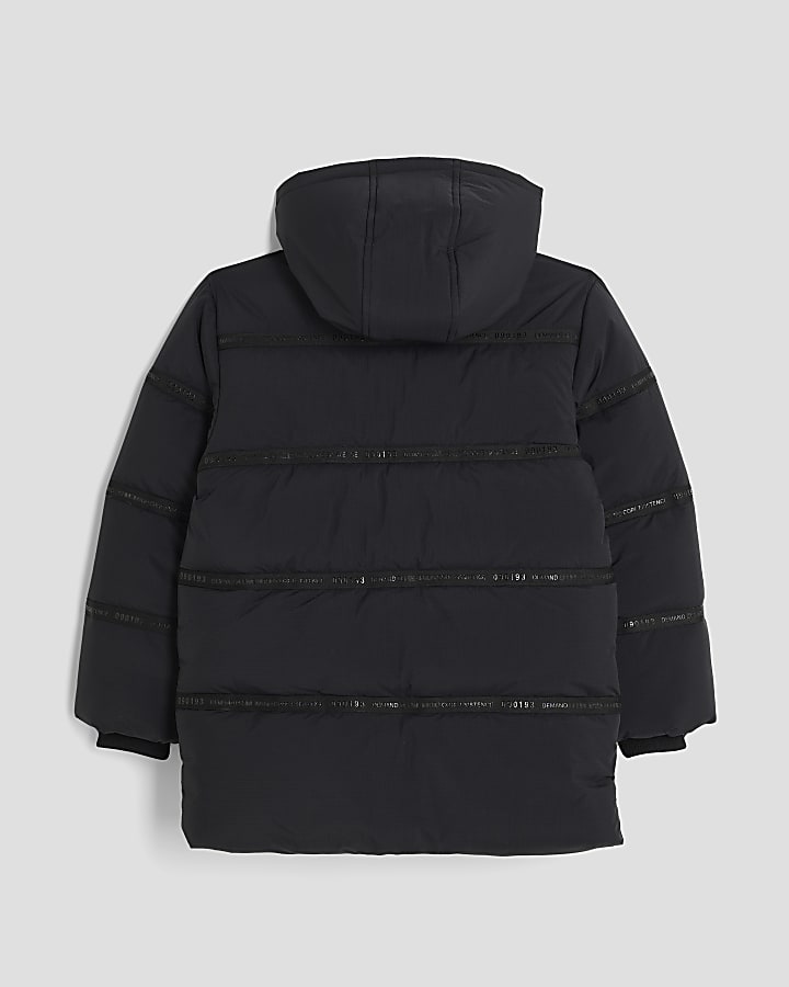 Boys Black Hooded Heavyweight Puffer Jacket