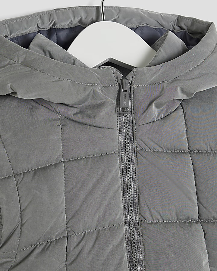 Mini Boys Grey Hooded Hybrid Gilet Jacket