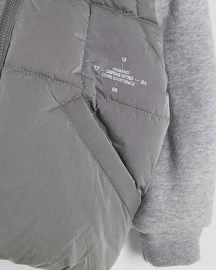 Mini Boys Grey Hooded Hybrid Gilet Jacket