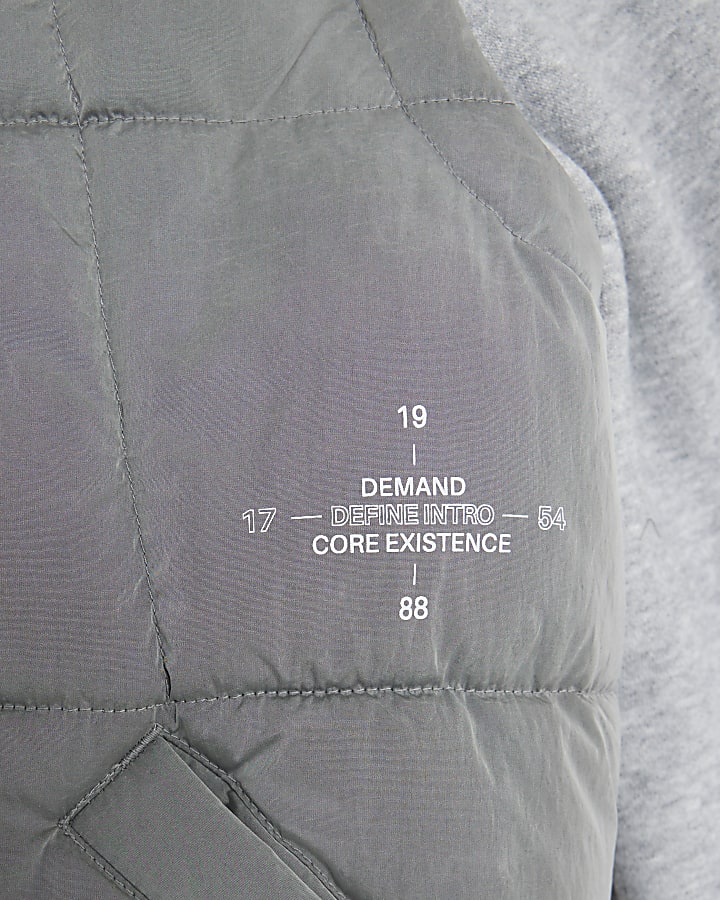 Boys Grey Hooded Hybrid Gilet Jacket