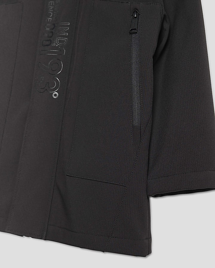 Mini Boys Black Printed Jacket