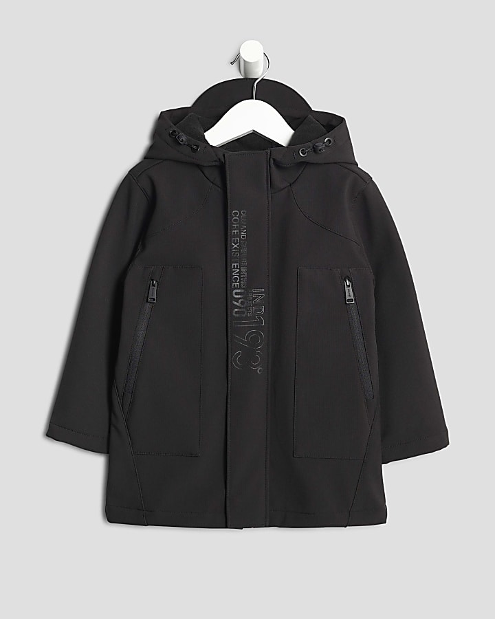Mini Boys Black Printed Jacket