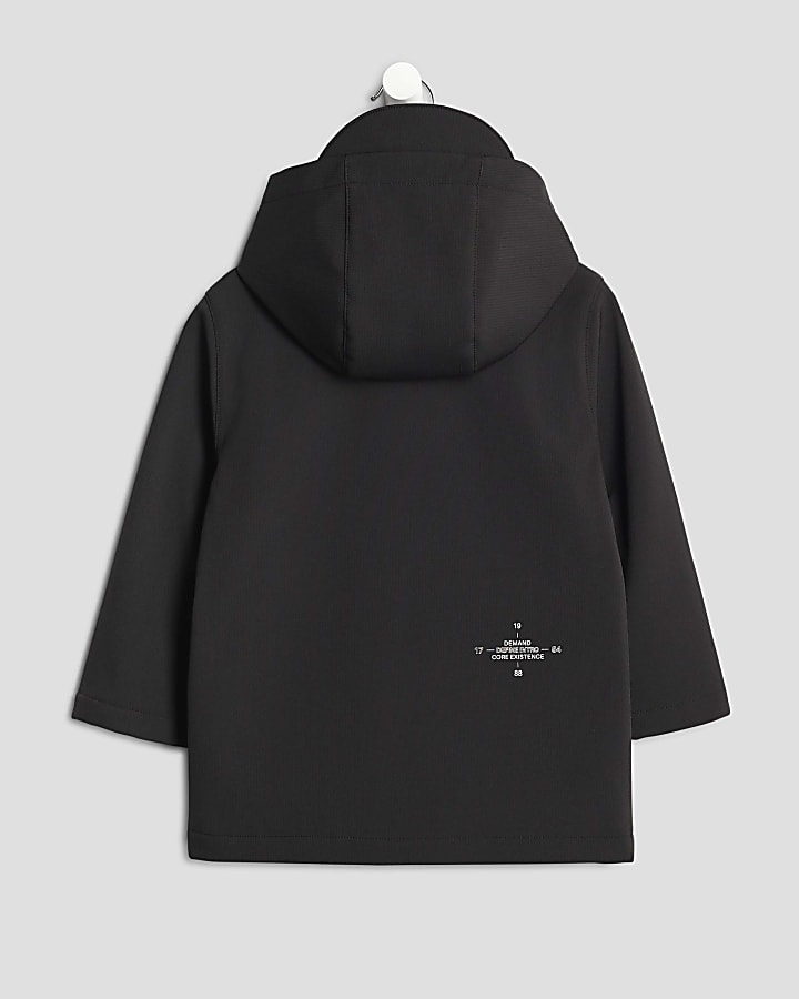 Mini Boys Black Printed Jacket