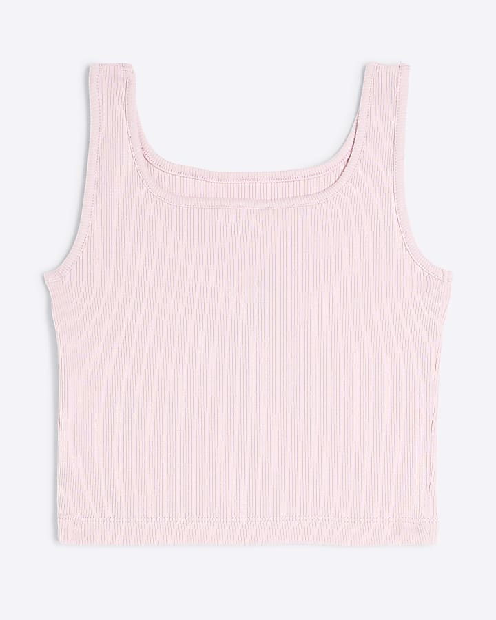 Girls Pink Cherry Bow Tank Top