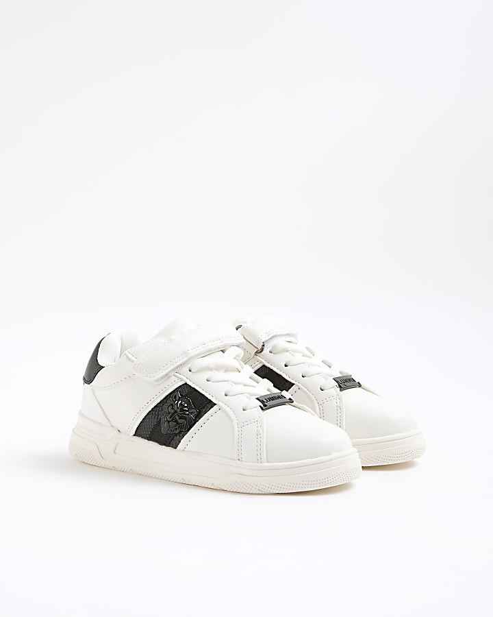 Boys White Lion Head Trainers