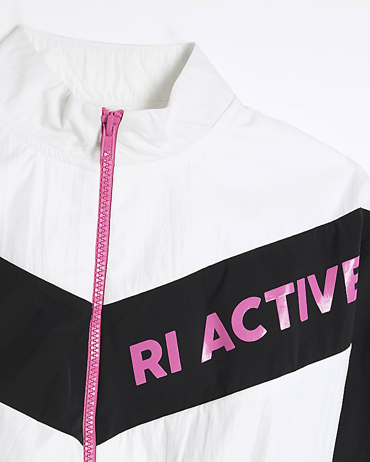 Girls White RI Active Bomber Jacket