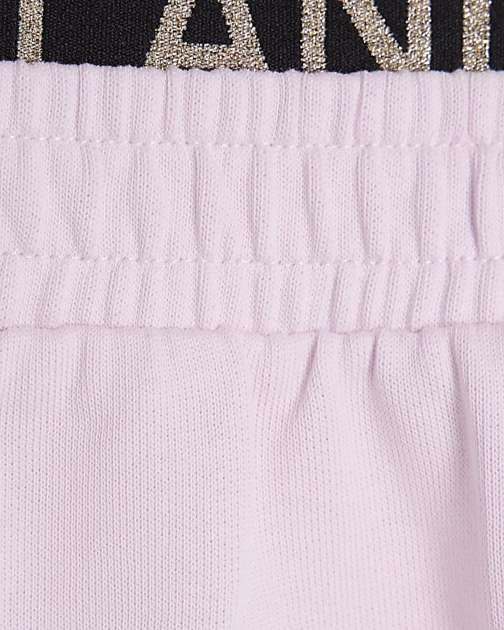 Girls Pink Glitter RI Waistband Tank Top Set