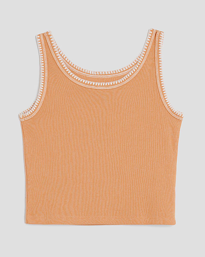 Girls Orange Shell Tank Top