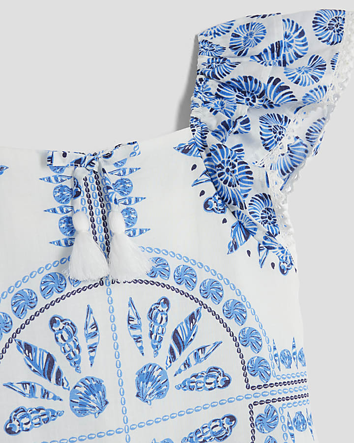 Girls Blue Aztec Shell Dress