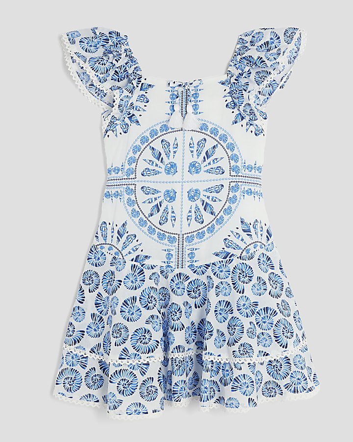 Girls Blue Aztec Shell Dress
