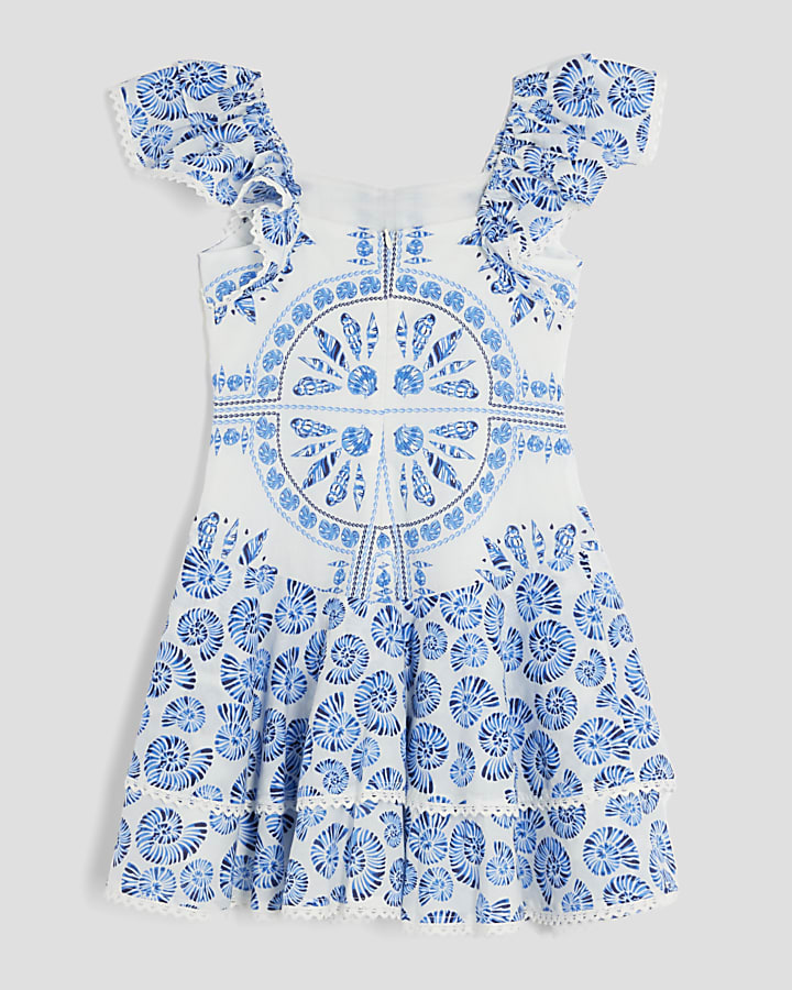 Girls Blue Aztec Shell Dress