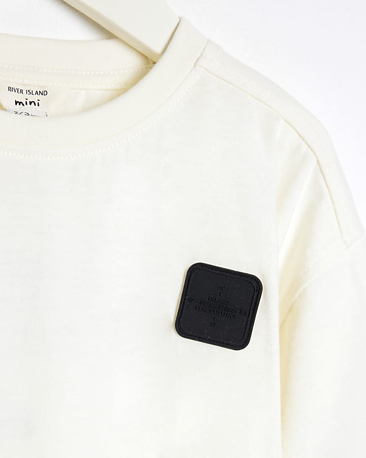 Mini Boys Cream Badge T-Shirt
