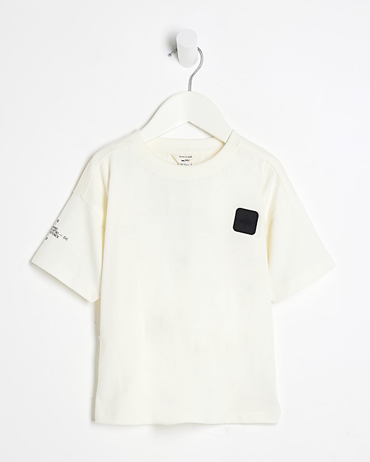 Mini Boys Cream Badge T-Shirt