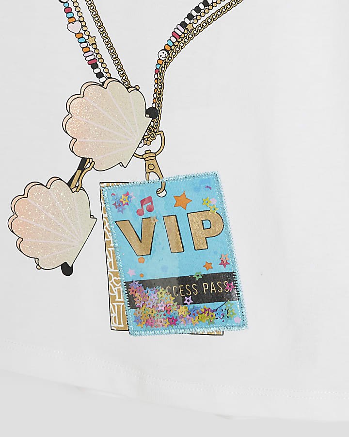 Mini Girls White VIP Pass T-Shirt Set