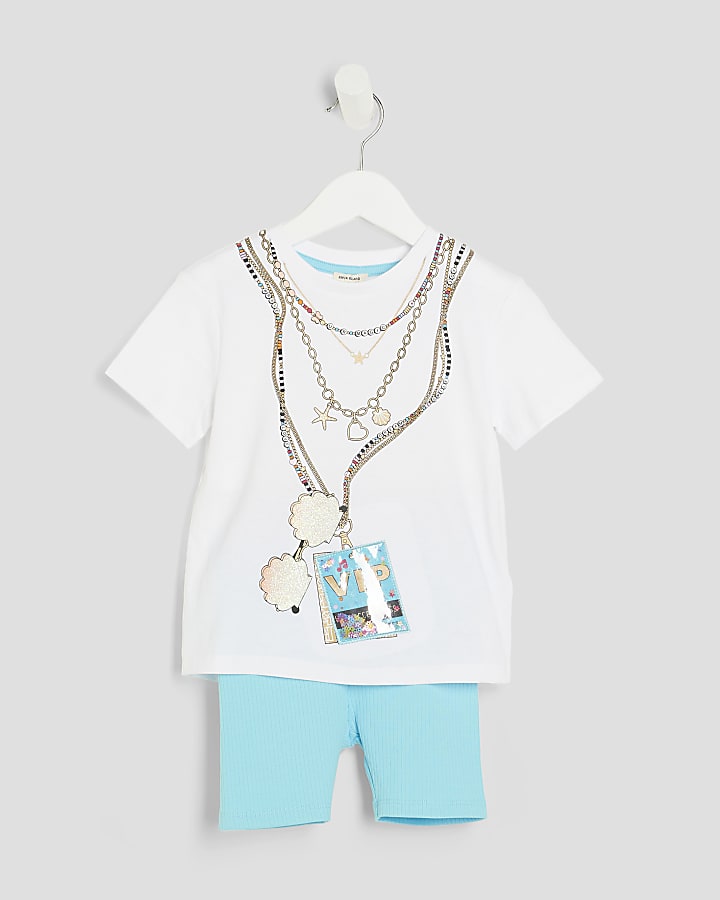 Mini Girls White VIP Pass T-Shirt Set