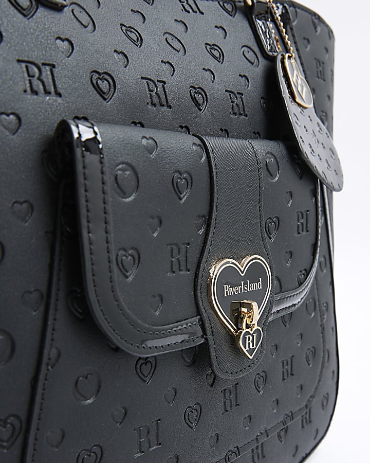 Girls Black Monogram Winged Shopper bag