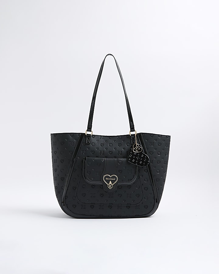 Girls Black Monogram Winged Shopper bag