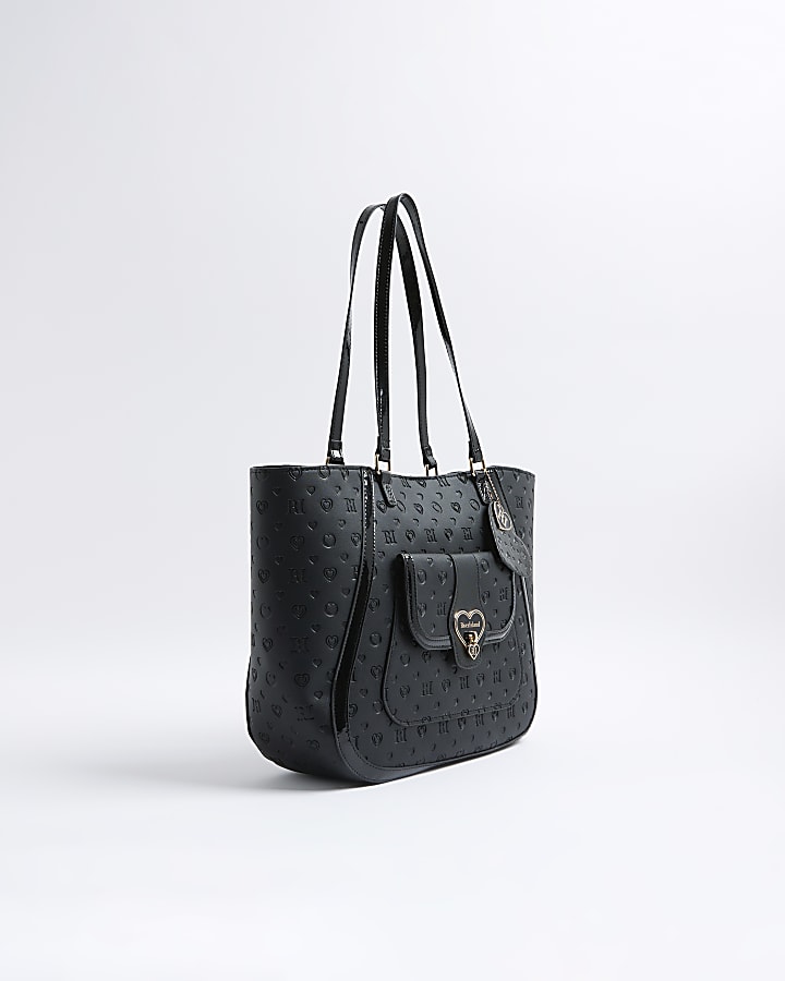 Girls Black Monogram Winged Shopper bag