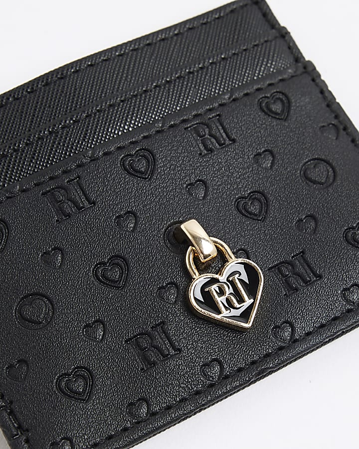 Girls Black Heart Lock Cardholder