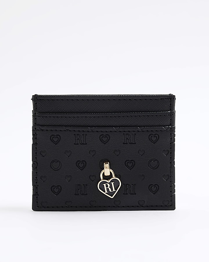 Girls Black Heart Lock Cardholder