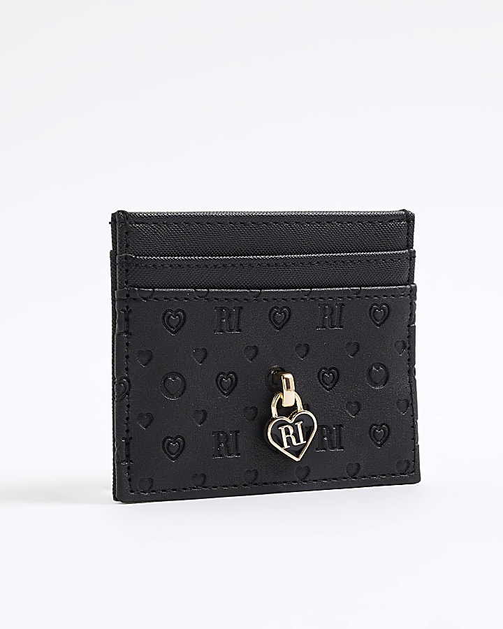 Girls Black Heart Lock Cardholder