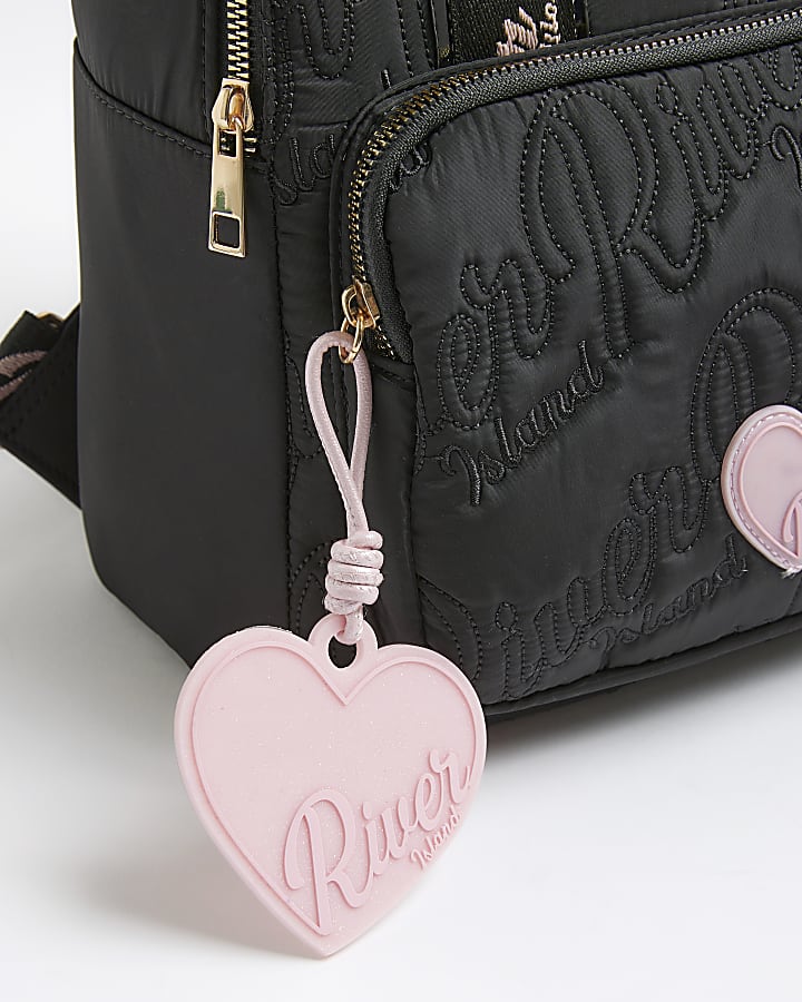 Girls Black Nylon Backpack Bag Bundle