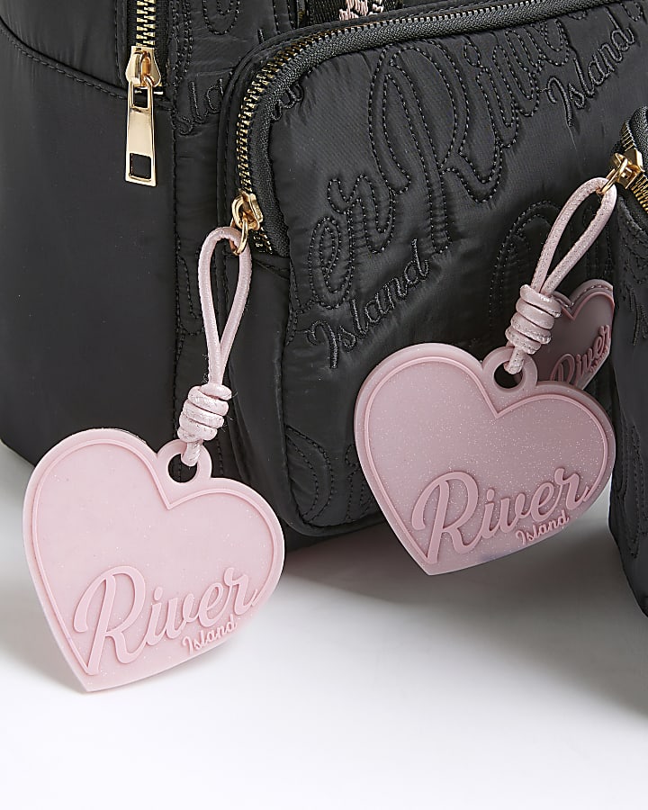 Girls Black Nylon Backpack Bag Bundle