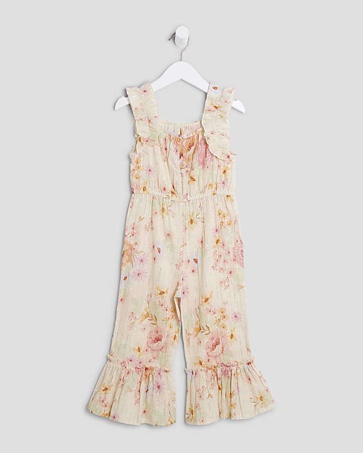 Mini Girls Multi Colour Floral Beach Jumpsuit