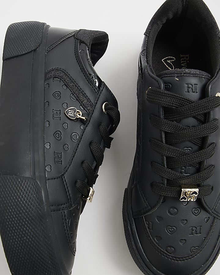 Girls Black Monogram Trainers
