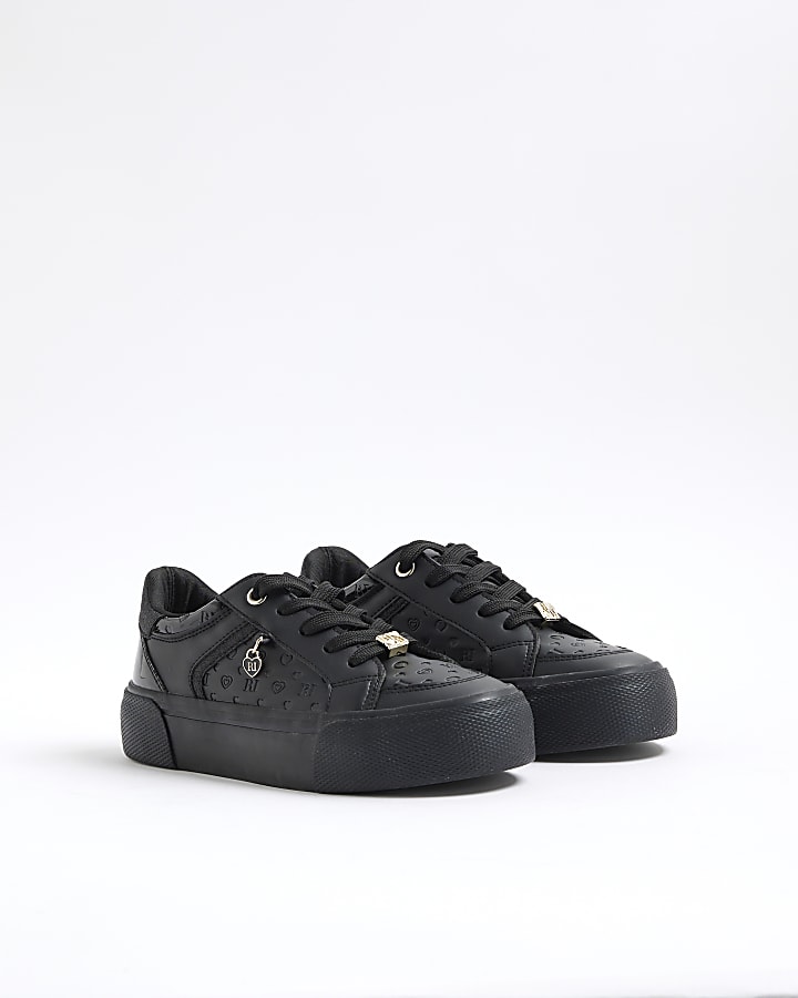 Girls Black Monogram Trainers