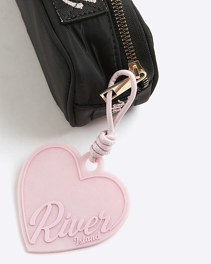 Girls Black Nylon Script Pencil Case