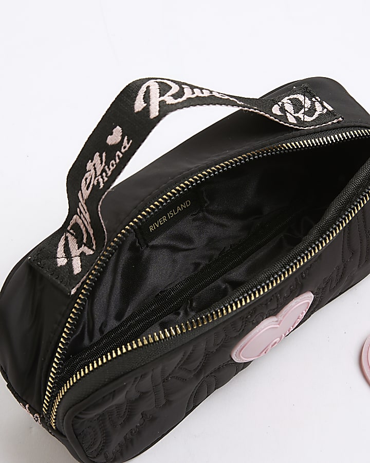 Girls Black Nylon Script Pencil Case