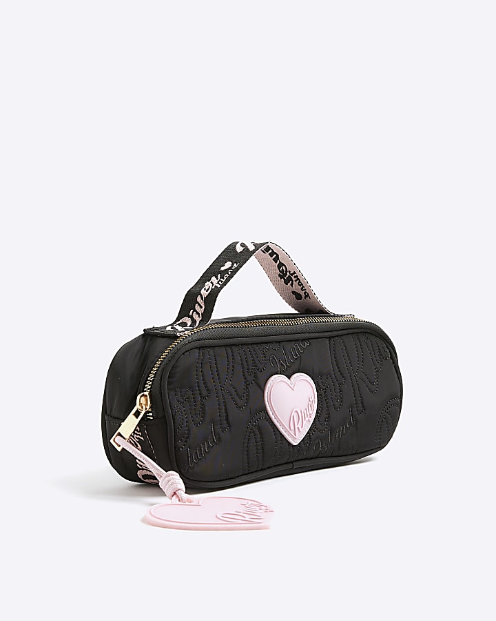 Girls Black Nylon Script Pencil Case