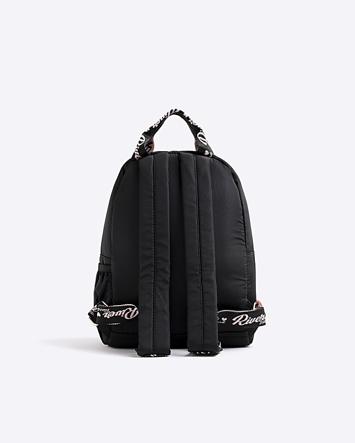 Girls Black Nylon RI Script Backpack