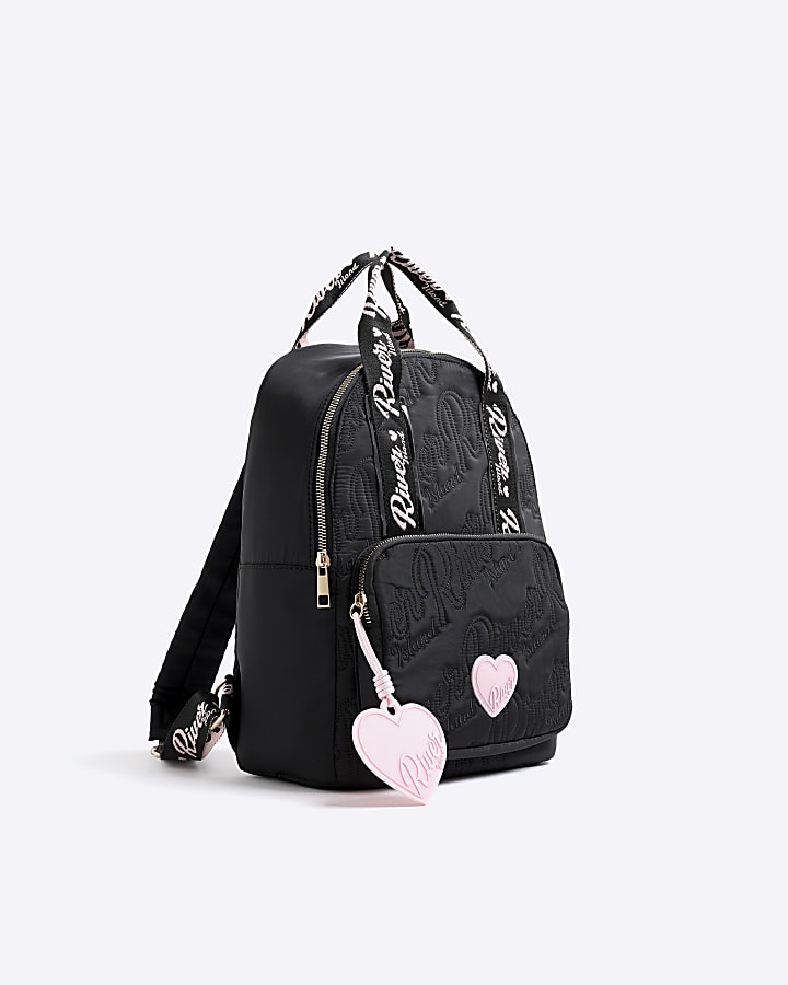 Girls Black Nylon RI Script Backpack