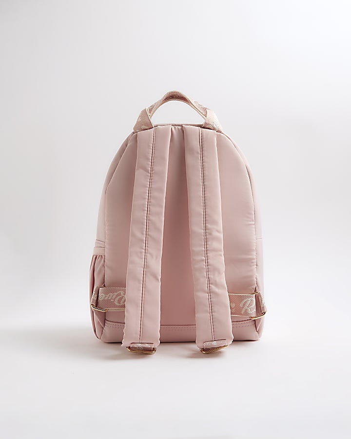 Girls Pink Nylon Script Backpack