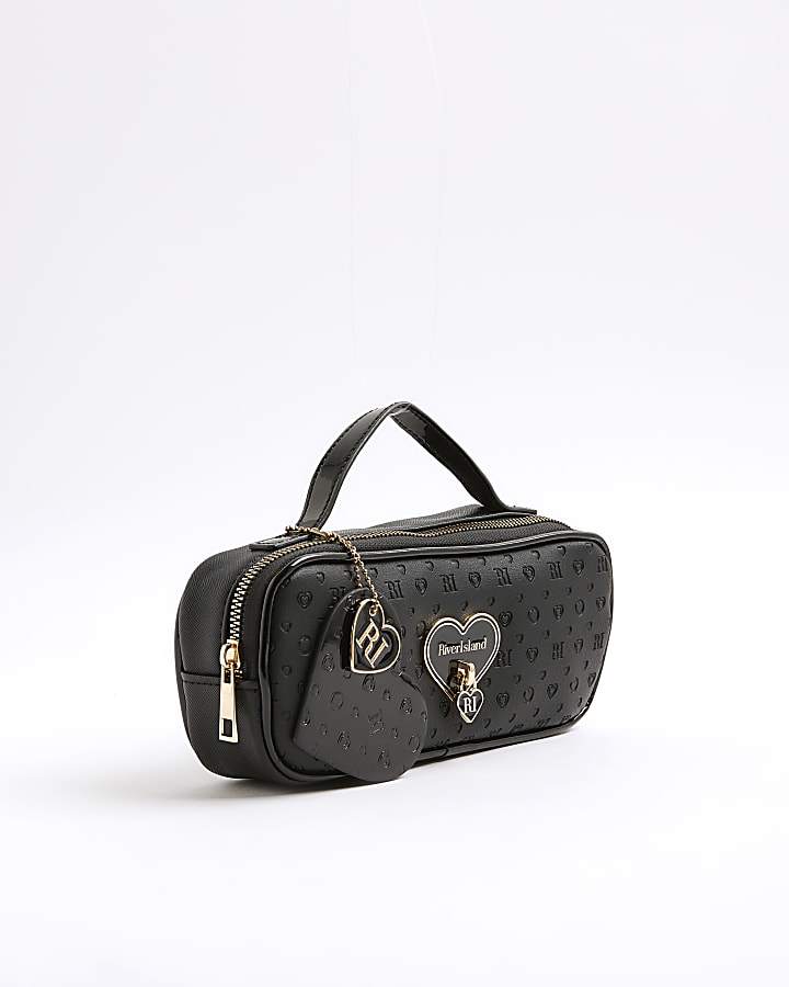 Girls Black Heart Lock Pencil Case