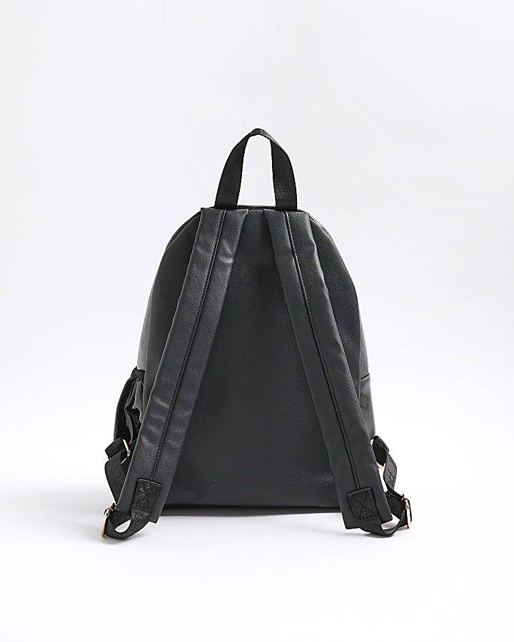 Girls Black Cream Heart Lock Pocket Backpack