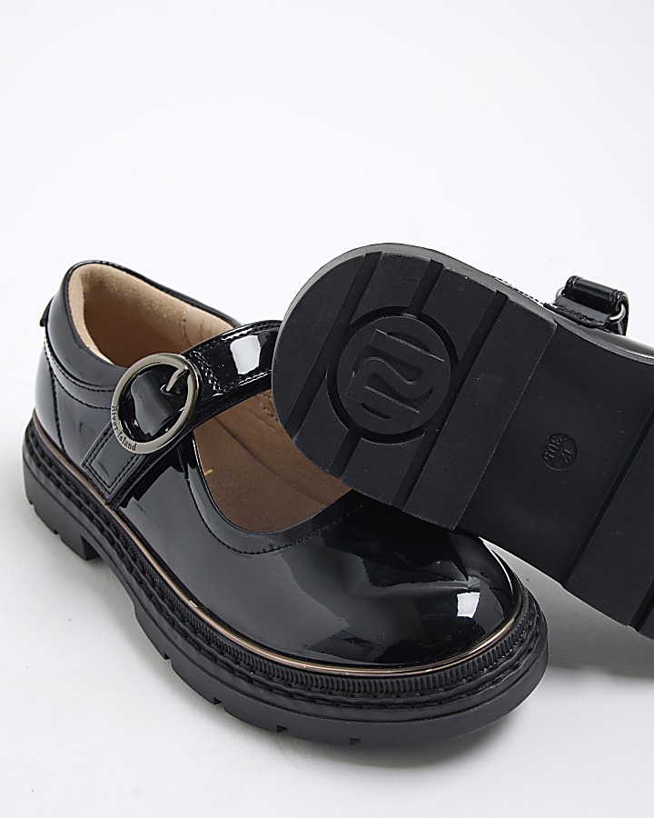 Girls Black Buckle Mary Jane Shoes